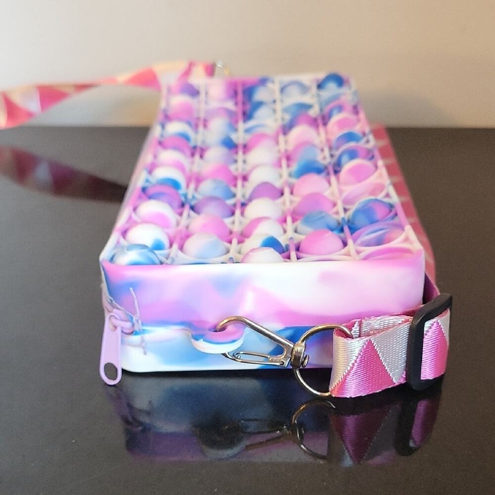 Figet Purse Vibrant Pink and Blue Crossbody Bag 8 X 4 - Picture 8 of 11